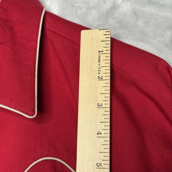 Larry Mahan Shirt Mens XL Red Western Pearl Snap Cowboy Collection Piping Yoke - Picture 11 of 12